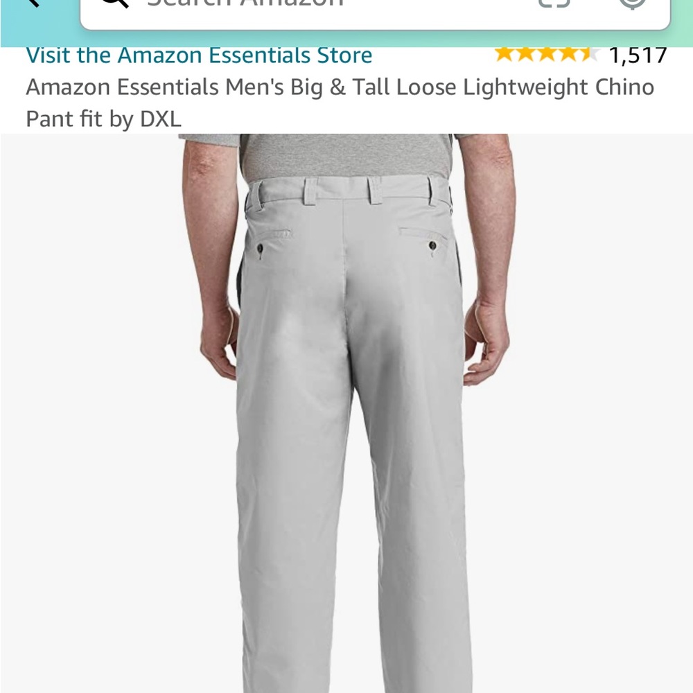 Amazon Essentials Men's Big & Tall Loose Lightweight Chino Pant sz 56w x 30L NWT